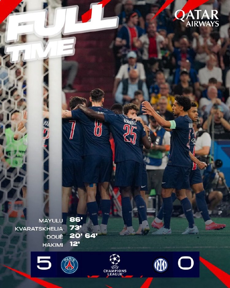 三冠王!欧冠巴黎圣日耳曼5-0横扫国米创历史最大分差-第3张图片-ZBLOG 巴黎圣日耳曼(法国)_2024欧洲冠军联赛决赛 巴黎圣日耳曼 首夺欧冠奖杯